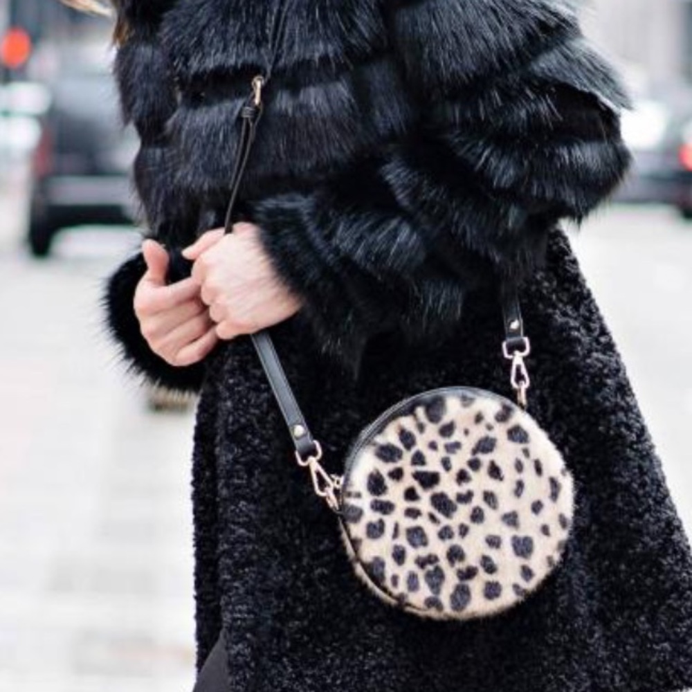Donna Salyers Fabulous Furs Faux Fur Round Crossbody Bag